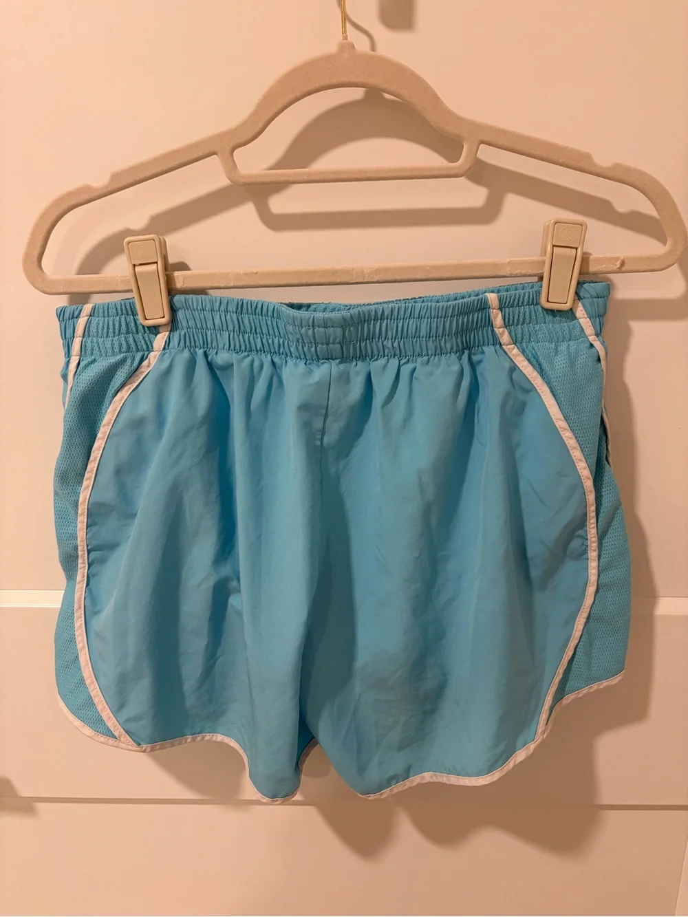 Nike Women's Sky Blue Athletic Shorts with White Trim